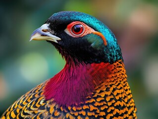 Colorful bird with black head