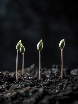 Young Seedlings Emering from Soil