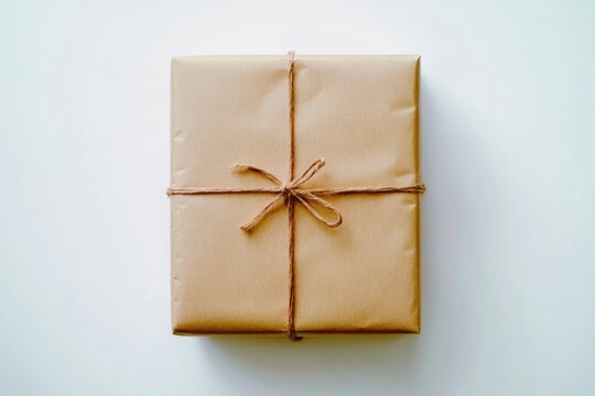 Wrapped package with brown paper and string