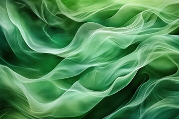 Obraz premium An abstract design with flowing lines and shades of green creating a calming and ethereal effect