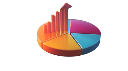 Professional 2025 Forecast Concept with Colorful Pie Chart and Uplifting Progress Arrow Graphic