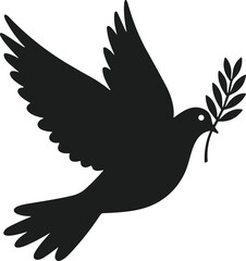 Peace Dove with Olive Branch Silhouette Vector Illustration