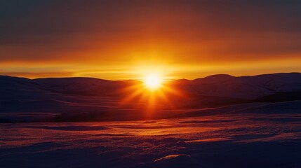 Obraz premium Sunset on Snowy Mountains