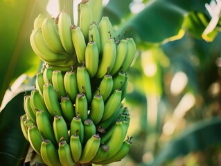 Green bananas on tree