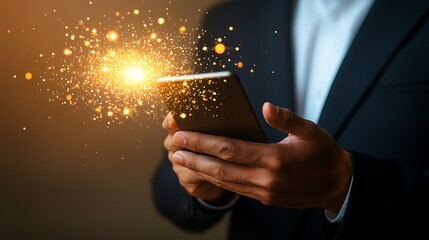 Urban showcase of innovative mobile technology and digital art in a professional environment