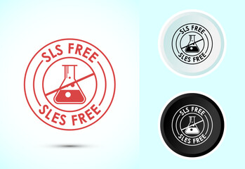 SLS free icon design illustration, SLS and SLES free label badge for web, Color black and white