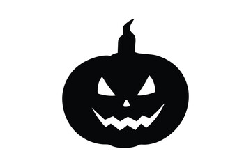 Silhouette art drawing of a Halloween pumpkin lantern with a spooky face.eps