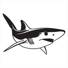 Vector Thresher Shark Icon for Ocean Animals and Aquatic Creatures