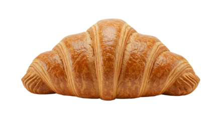 Golden flaky croissant with buttery layers on neutral background