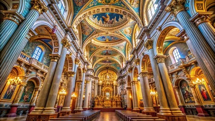 Fototapeta premium AweInspiring Interior of Zaragozas Basilica of Our Lady of the Pillar A Spanish Architectural Masterpiece