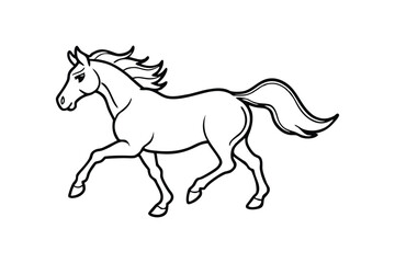 Line art drawing of a galloping horse.eps