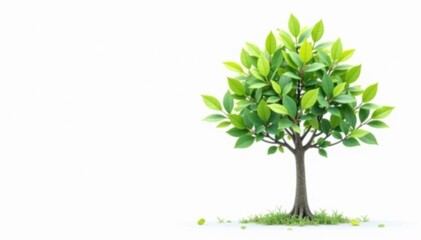 Fototapeta premium Single young tree, delicate leaves, white backdrop, image, white background, photography