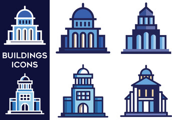 Building Icon Set Clipart Vector Illustration