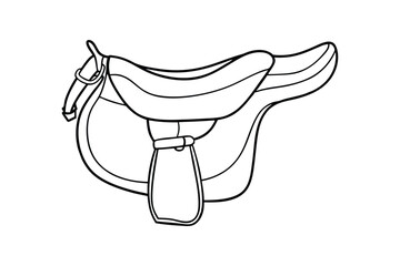 Line art drawing of a saddle.eps