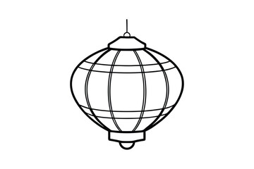 Line art drawing of a traditional Japanese paper lantern.eps