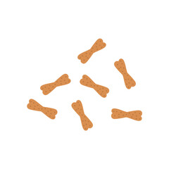Pet dry food illustration. Pet shop cat product. Flat cartoon snack for animal.