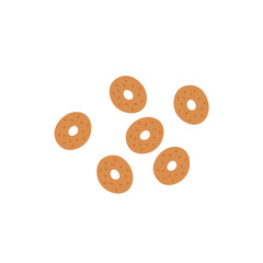 Obraz premium Pet dry food illustration. Pet shop cat product. Flat cartoon snack for animal.