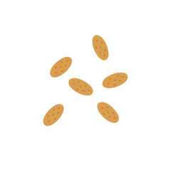 Pet dry food illustration. Pet shop cat product. Flat cartoon snack for animal.