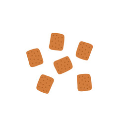 Pet dry food illustration. Pet shop cat product. Flat cartoon snack for animal.