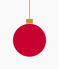 Christmas ball ornament in flat design style. Red Christmas bauble design element. Vector illustration.