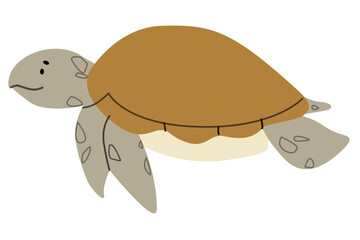Cute Turtle Childish Cartoon Illustration