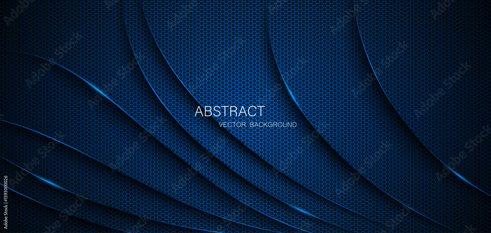Aufkleber abstract blue steel mesh background with blue glowing lines with free space for design. modern techn