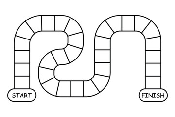 Board game path vector template. Start to finish game board layout for printable activity, kids game, or educational design.