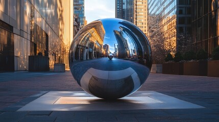 Metal Sphere on Sidewalk