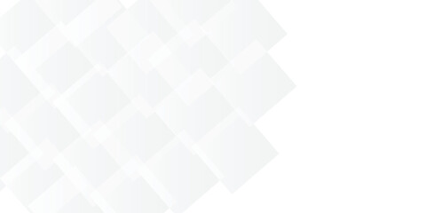 Silver color square pattern on banner with shadow. Abstract white and grey color geometric background with copy space. Modern and minimal concept.