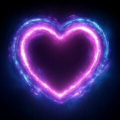 An Illuminated Neon Heart Shaped Symbol Glowing Against a Dark Background