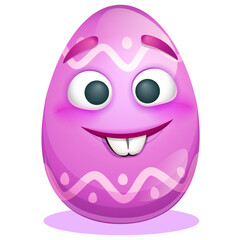 Fototapeta premium Art & IllustratioFunny Easter emoji on white background. Happy Easter purple egg emoticon. Cute bunny emoticonn
