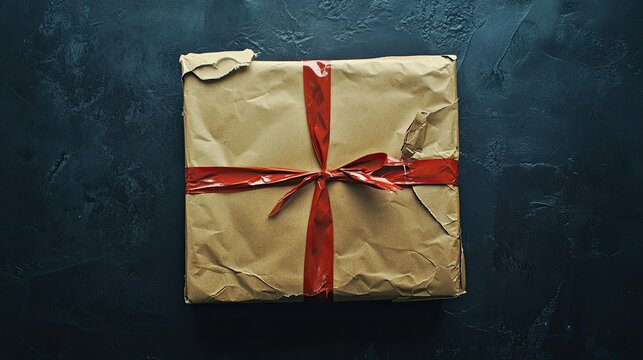 Large rip in package revealing destroyed contents, undeliverable parcel concept.