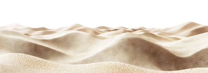 Natural sand waves with gentle curves, isolated on transparent cutout background