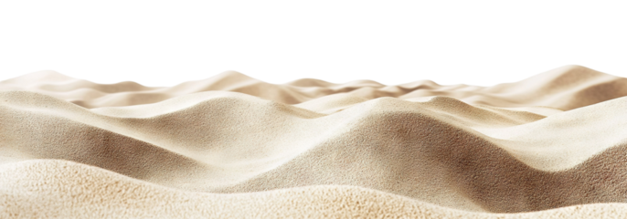 Natural sand waves with gentle curves, isolated on transparent cutout background
