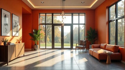 Modern hallway in contrasting colors