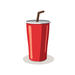 Red drink cup with straw in a minimalist design  