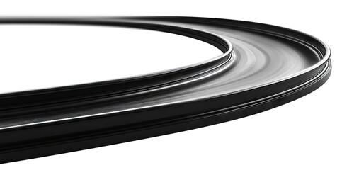 Curved asphalt highway, isolated on transparent cutout background