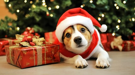 Cute Dog in Santa Hat Christmas Gifts