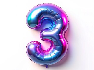 Number (3) made of helium balloon  generative ai