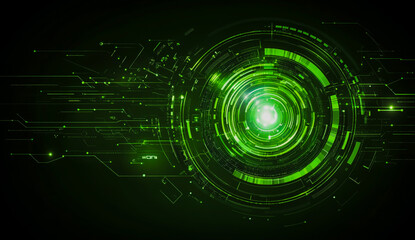 Fototapeta premium The vibrant abstract green background features a dynamic spiral pattern and flowing energy lines.