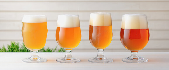 Three distinct glasses of beer showcasing a variety of beer styles for enthusiasts and connoisseurs