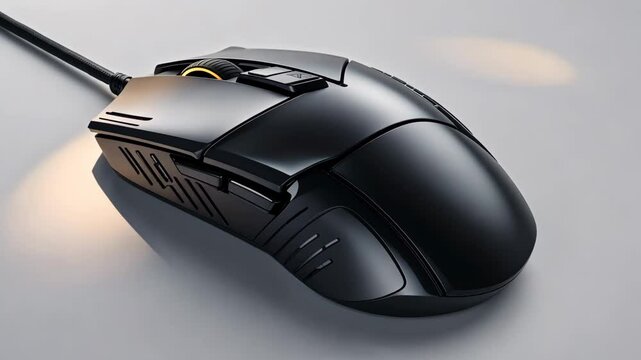 In-depth look at a gaming mouse showcasing programmable side buttons and smooth ergonomic contours, placed on a white backdrop.