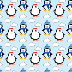 Penguins on Ice Seamless Vector Pattern Design