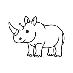 Fototapeta premium A line drawing of a happy rhinoceros proudly displaying its horn. 