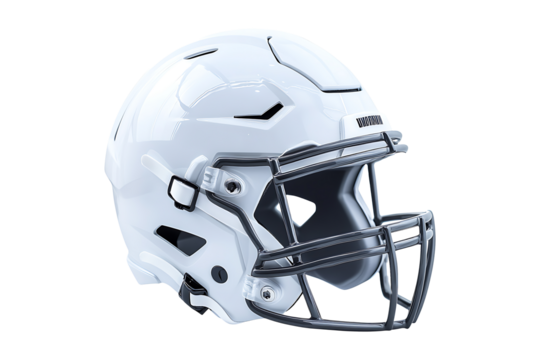 Football white helmet isolated on transparent background
