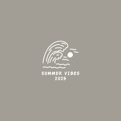 Summer vibes logo. Summer doodle logo illustration.