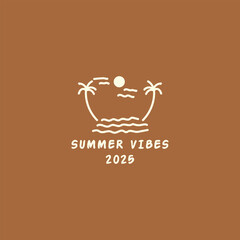 Summer vibes logo. Summer doodle logo illustration.