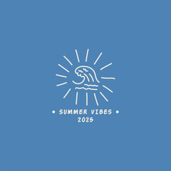 Summer vibes logo. Summer doodle logo illustration.