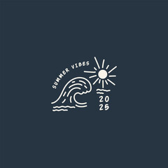 Summer vibes logo. Summer doodle logo illustration.