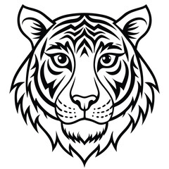 Tiger Head Line Art Vector Illustration

